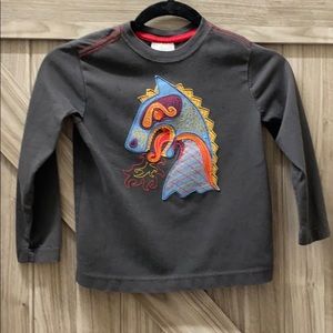 Hanna Andersson Boys Gray Dragon Long Sleeve Tee